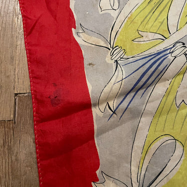 1950s Red Novelty Print Silk Scarf Scarves Bloomers and Frocks
